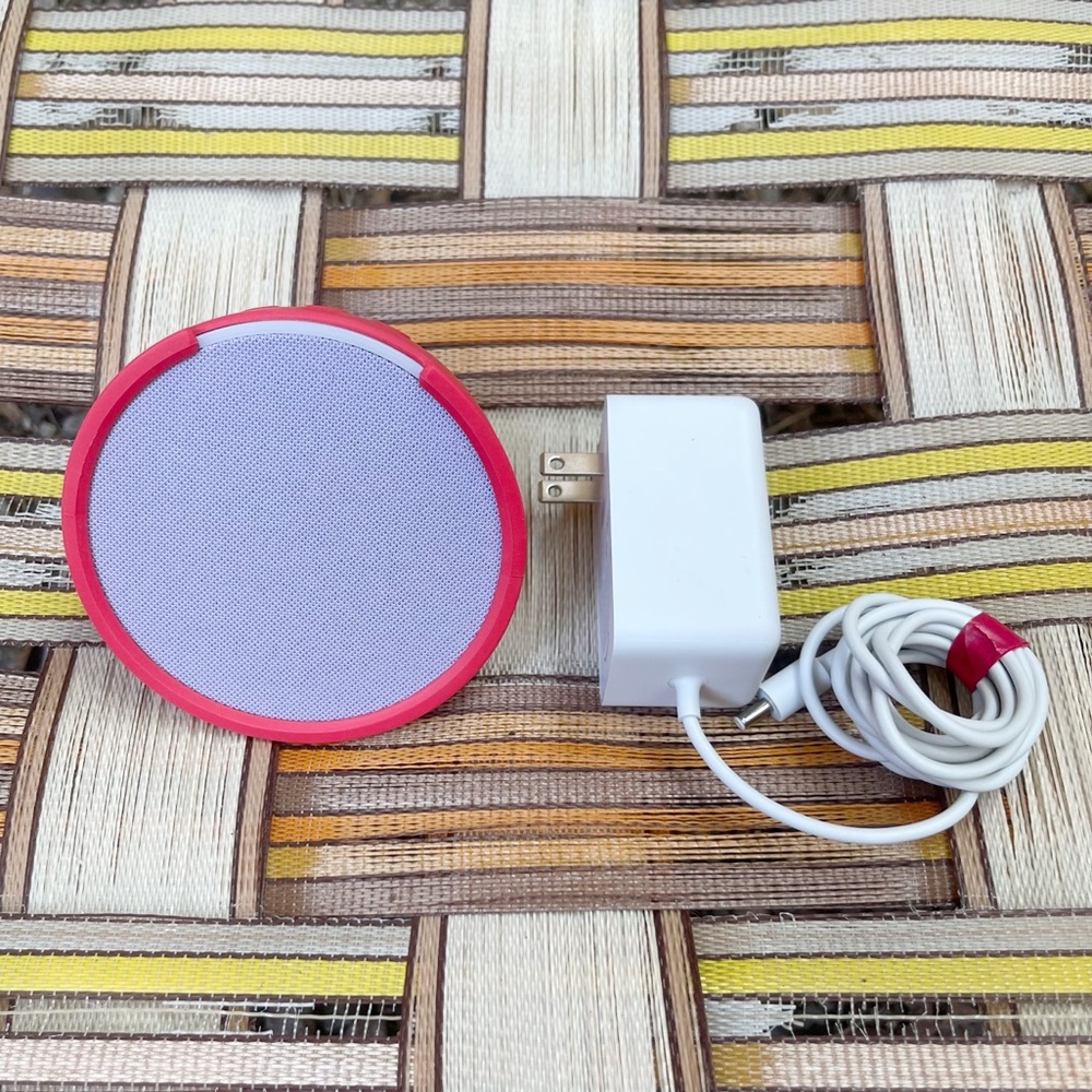 Amazon Echo Pop + Sleeve (Lavender/Red)
